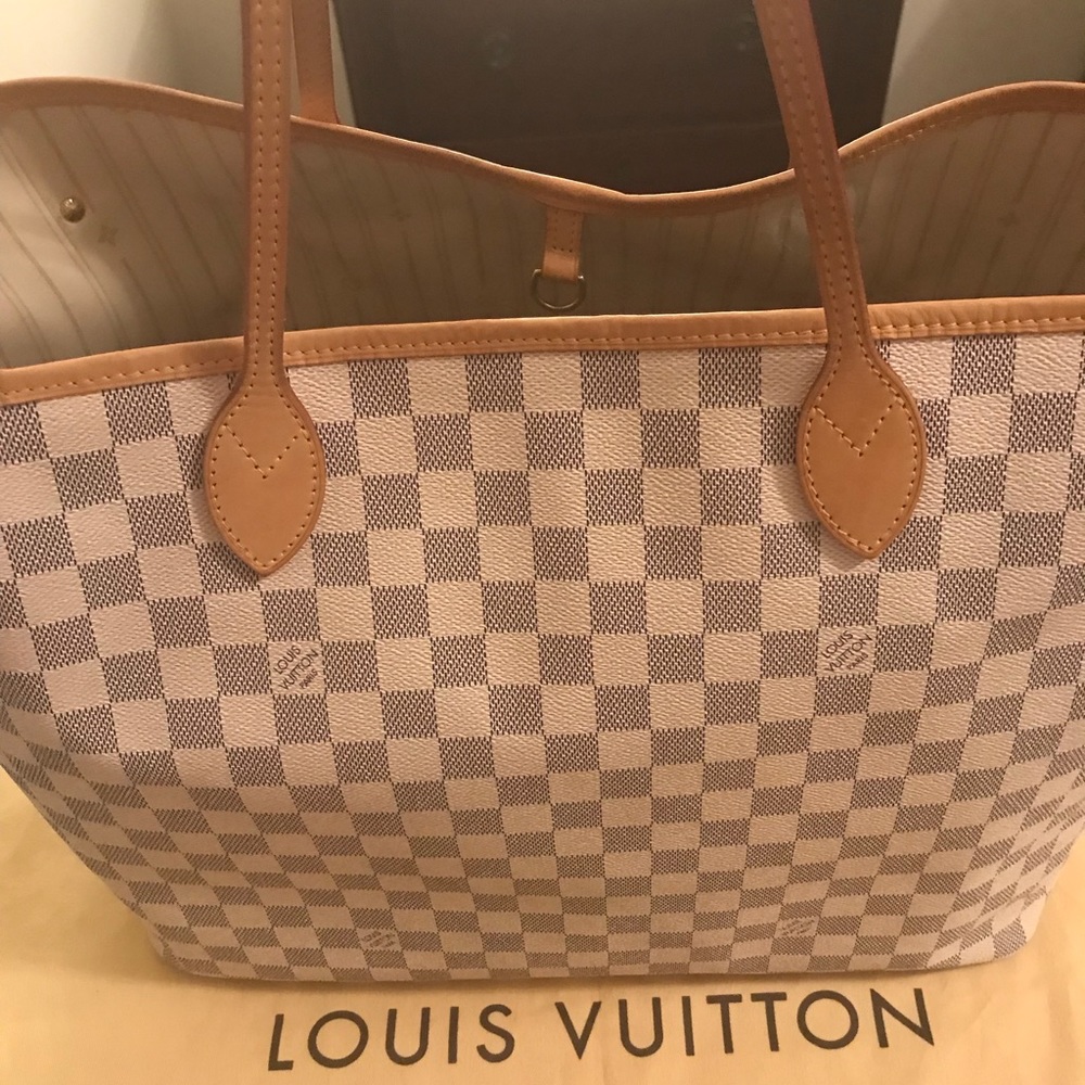 LV Neverfull GM Damier Azur White Canvas Tote